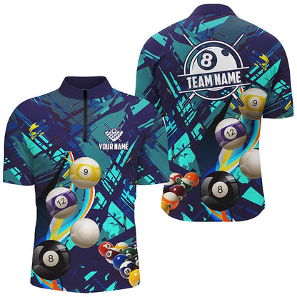 Billiard Polo Shirts, Personalized Blue Billiard Balls Polo And Polo Shirts, Colorful Billiard Jerseys Shirts, Billiards Team Shirts