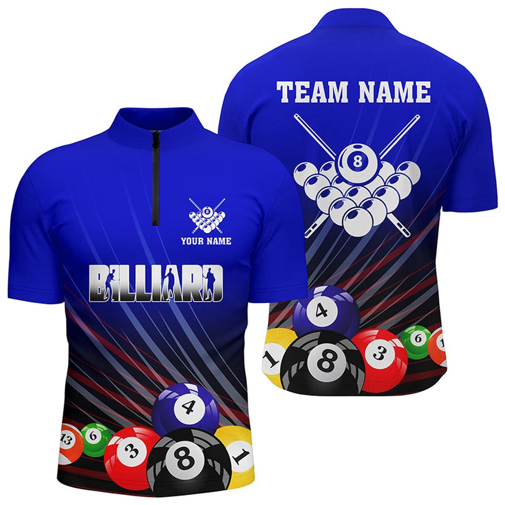 Billiard Polo Shirts, Personalized Blue Billiard Balls Polo Shirts, Custom Billiard Shirts, Billiards Team Shirts