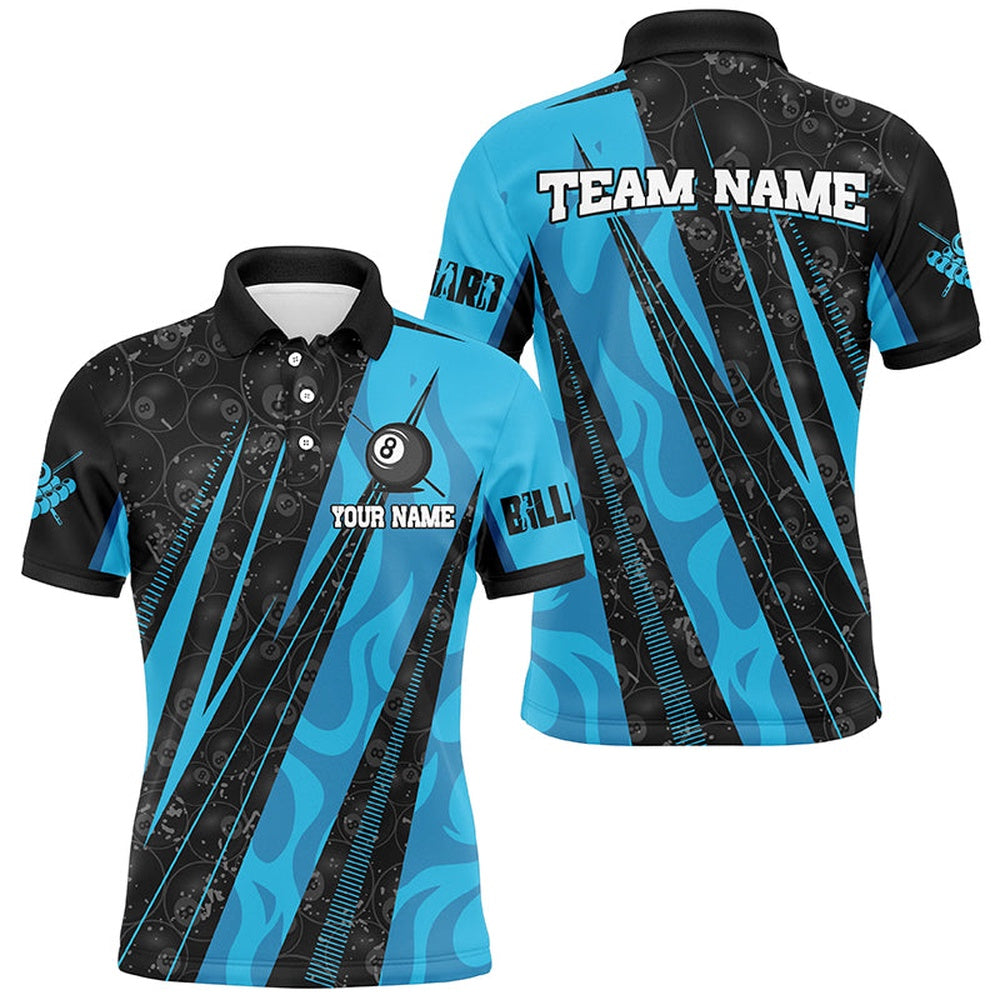 Billiard Polo Shirts, Personalized Blue Billiard Tournat Sport Shirts, Best Billiard Team Jerseys Uniform, Billiards Team Shirts