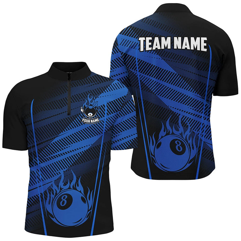 Billiard Polo Shirts, Personalized Blue Jerseys 8 Ball Billiard Shirts Custom Billiard 8 Ball Pool Team Shirts, Billiards Team Shirts