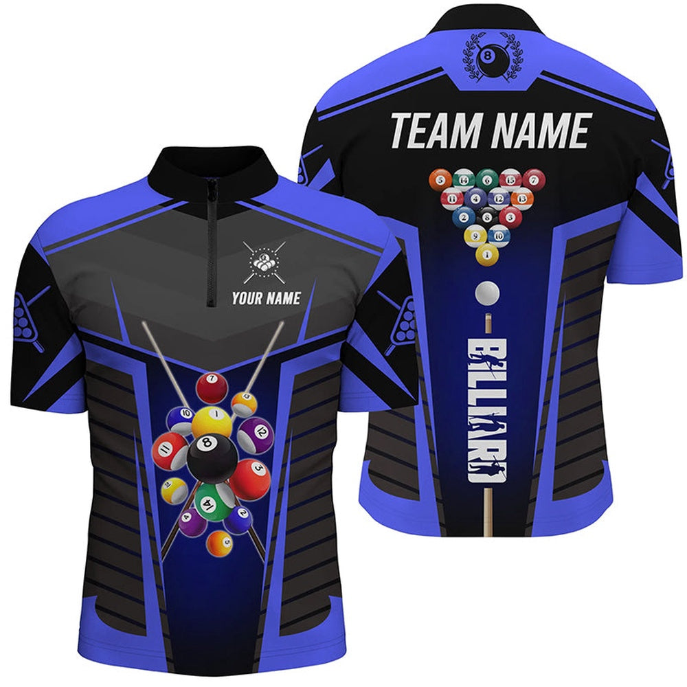 Billiard Polo Shirts, Personalized Blue Jerseys Billiard Balls Polo Shirts Custom 3D Pool League Shirts, Billiards Team Shirts