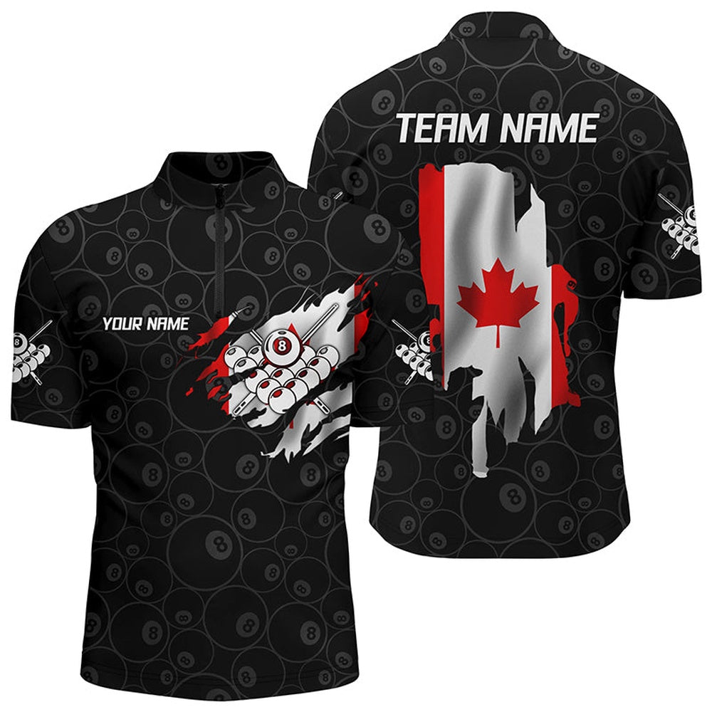 Billiard Polo Shirts, Personalized Canadian Flag 8 Ball Pool Billiards Polo Shirts, Custom Billiard Team Shirts, Billiards Team Shirts