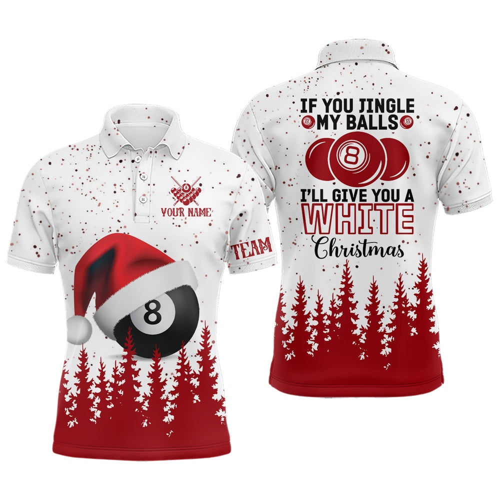 Billiard Polo Shirts, Personalized Christmas Pine Tree Billiard Polo Shirts Custom Funny Christmas Shirts, Billiards Team Shirts