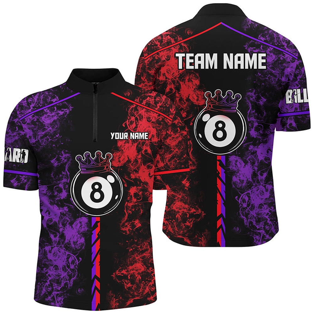 Billiard Polo Shirts, Personalized Color Smoke 8 Ball Billiards Shirts Custom 8 Ball Pool Team Shirts, Billiards Team Shirts