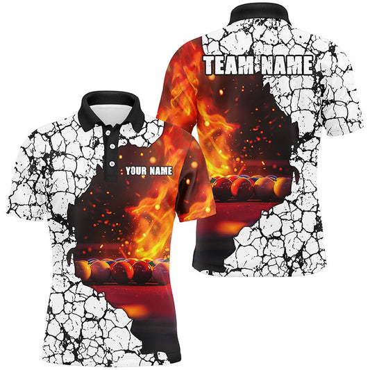 Billiard Polo Shirts, Personalized Crack Billiard Balls Fire 3D Polo & Polo Shirts, Billiard Apparel Clothing, Billiards Team Shirts