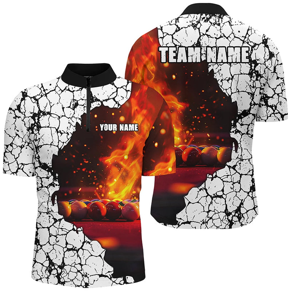 Billiard Polo Shirts, Personalized Crack Billiard Balls Fire 3D Polo & Polo Shirts, Billiard Apparel Clothing, Billiards Team Shirts