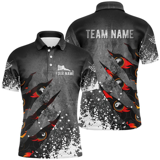 Billiard Polo Shirts, Personalized Customized Paint White 8 Ball Fire Billiard 3D Polo And Polo Shirts, Billiards Team Shirts