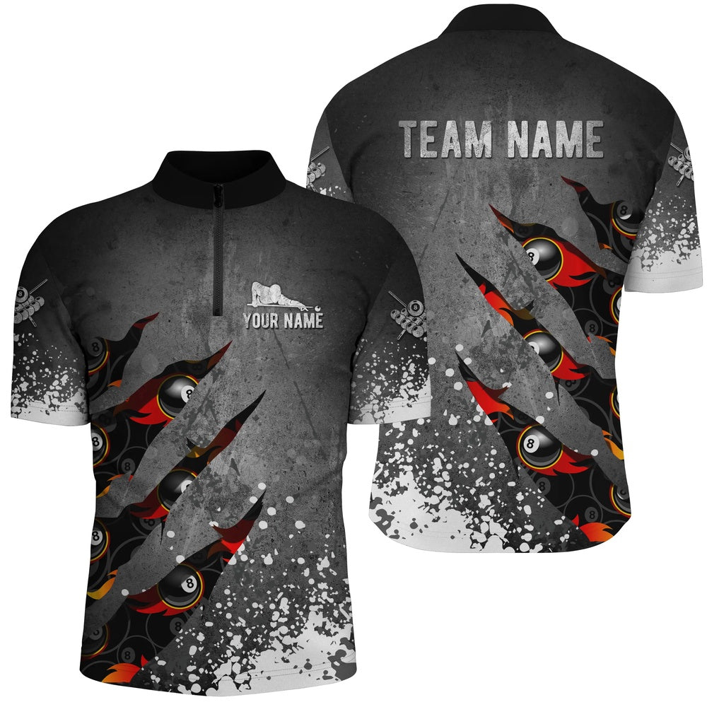 Billiard Polo Shirts, Personalized Customized Paint White 8 Ball Fire Billiard 3D Polo And Polo Shirts, Billiards Team Shirts