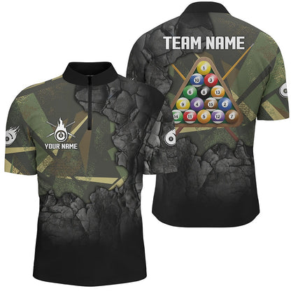 Billiard Polo Shirts, Personalized Fire 8 Ball Pool 3D Polo Shirts, Custom 8 Ball Billiard Balls Team Shirts, Billiards Team Shirts