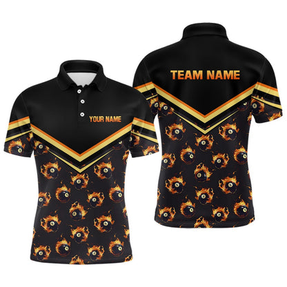 Billiard Polo Shirts, Personalized Flame 8 Ball Pool Polo Shirts Billiards Jerseys Custom Billiard Team Shirts, Billiards Team Shirts