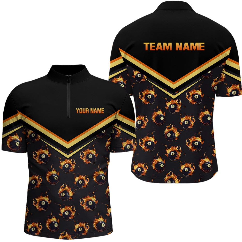 Billiard Polo Shirts, Personalized Flame 8 Ball Pool Polo Shirts Billiards Jerseys Custom Billiard Team Shirts, Billiards Team Shirts