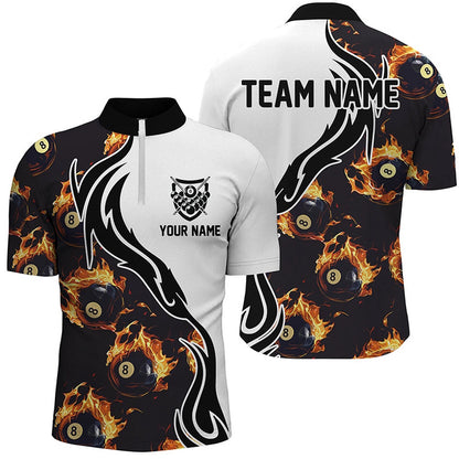 Billiard Polo Shirts, Personalized Flame 8 Ball Pool Polo Shirts Custom Billiard Shirts Billiard Team Jerseys, Billiards Team Shirts
