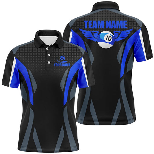 Billiard Polo Shirts, Personalized Funny 10 Ball Billiard 3D Polo Shirts, 10 Ball Wings Billiard Team Jerseys, Billiards Team Shirts