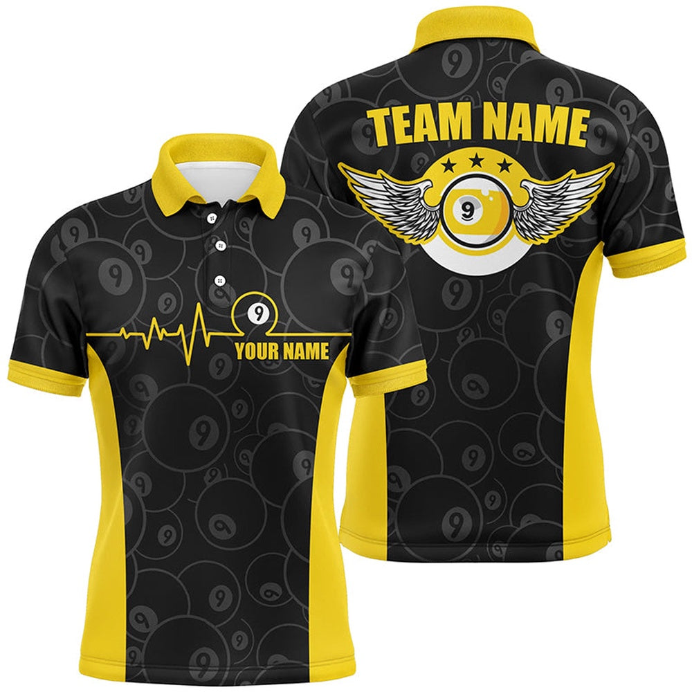 Billiard Polo Shirts, Personalized Funny 3D 9 Ball Pool Billiards Polo Shirts, Custom 9 Ball Team Shirts, Billiards Team Shirts