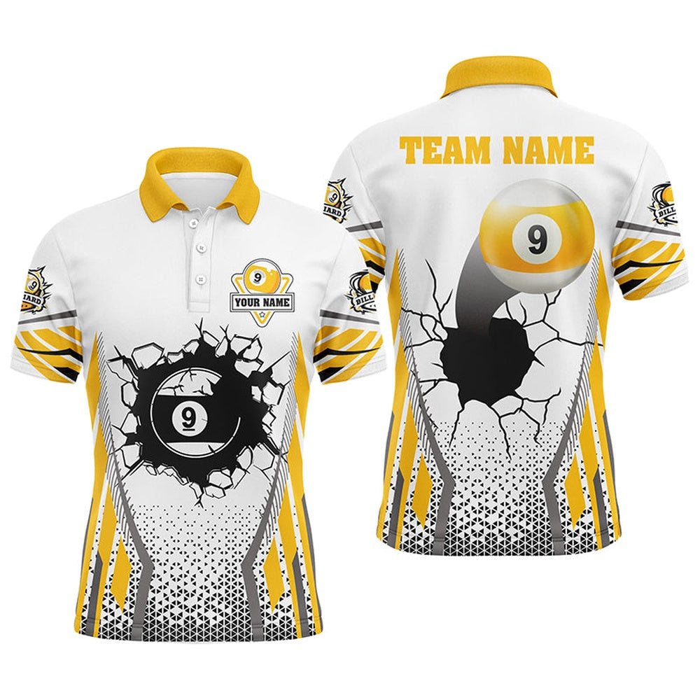 Billiard Polo Shirts, Personalized Funny 9 Ball Pool Billiard Polo Shirts Custom 9 Ball Billiard Jerseys Attire, Billiards Team Shirts