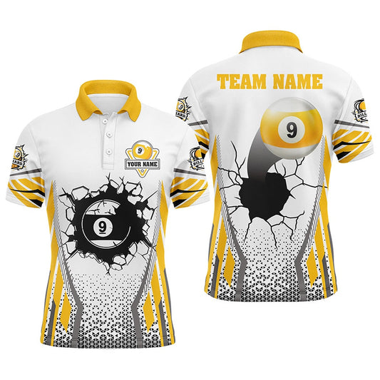 Billiard Polo Shirts, Personalized Funny 9 Ball Pool Billiard Polo Shirts Custom 9 Ball Billiard Jerseys Attire, Billiards Team Shirts