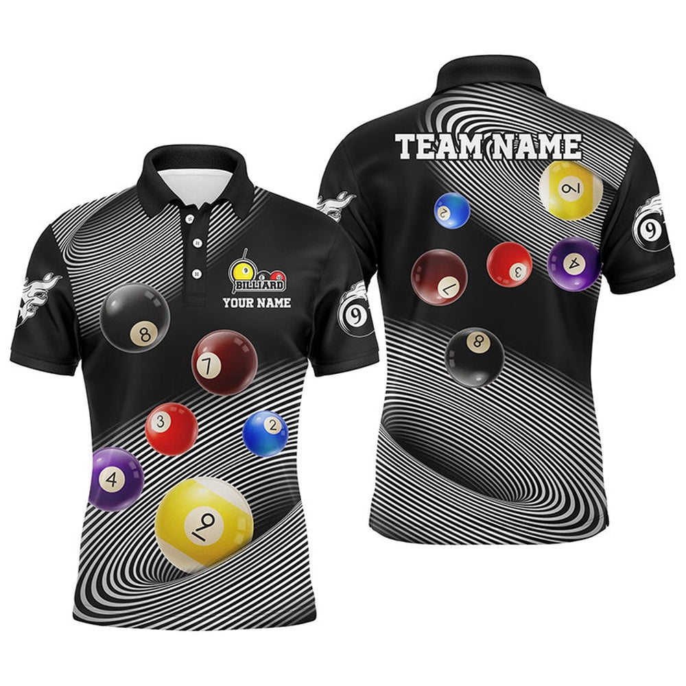 Billiard Polo Shirts, Personalized Funny Billiard Balls Multicolor 3D Full Printing Polo Shirts, Billiard Lover, Billiards Team Shirts