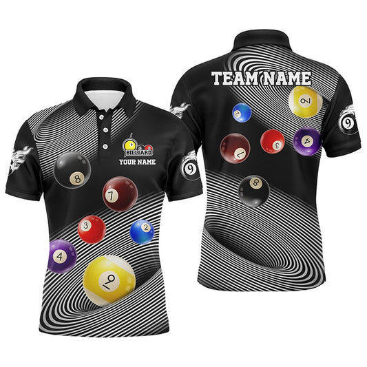 Billiard Polo Shirts, Personalized Funny Billiard Balls Multicolor 3D Full Printing Polo Shirts, Billiard Lover, Billiards Team Shirts