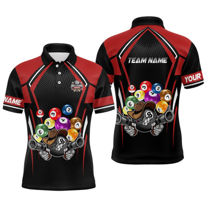 Billiard Polo Shirts, Personalized Funny Billiard Balls Polo Shirts Custom Team Name Billiard Jerseys, Billiards Team Shirts