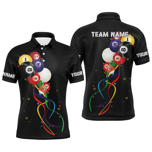 Billiard Polo Shirts, Personalized Funny Billiard Bubbles 3D Polo Shirts, Custom Name Unique Billiard Shirts, Billiards Team Shirts