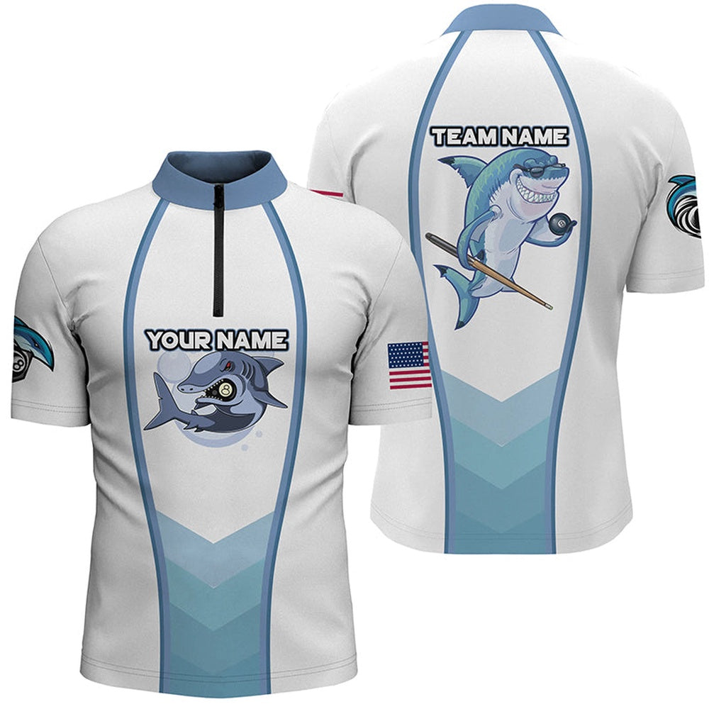 Billiard Polo Shirts, Personalized Funny Billiard Shark Polo Shirts Custom Name Shark Pool Billiards Apparel, Billiards Team Shirts