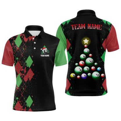 Billiard Polo Shirts, Personalized Funny Christmas 8 Ball Billiards Polo Shirts Custom Christmas Billiard Shirts, Billiards Team Shirts