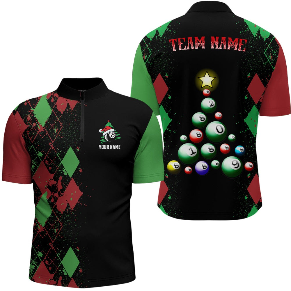 Billiard Polo Shirts, Personalized Funny Christmas 8 Ball Billiards Polo Shirts Custom Christmas Billiard Shirts, Billiards Team Shirts