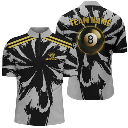 Billiard Polo Shirts, Personalized Funny Grey Storm 8 Ball Pool Billiard Polo Shirts Custom Unique Billiard Jerseys, Billiards Team Shirts