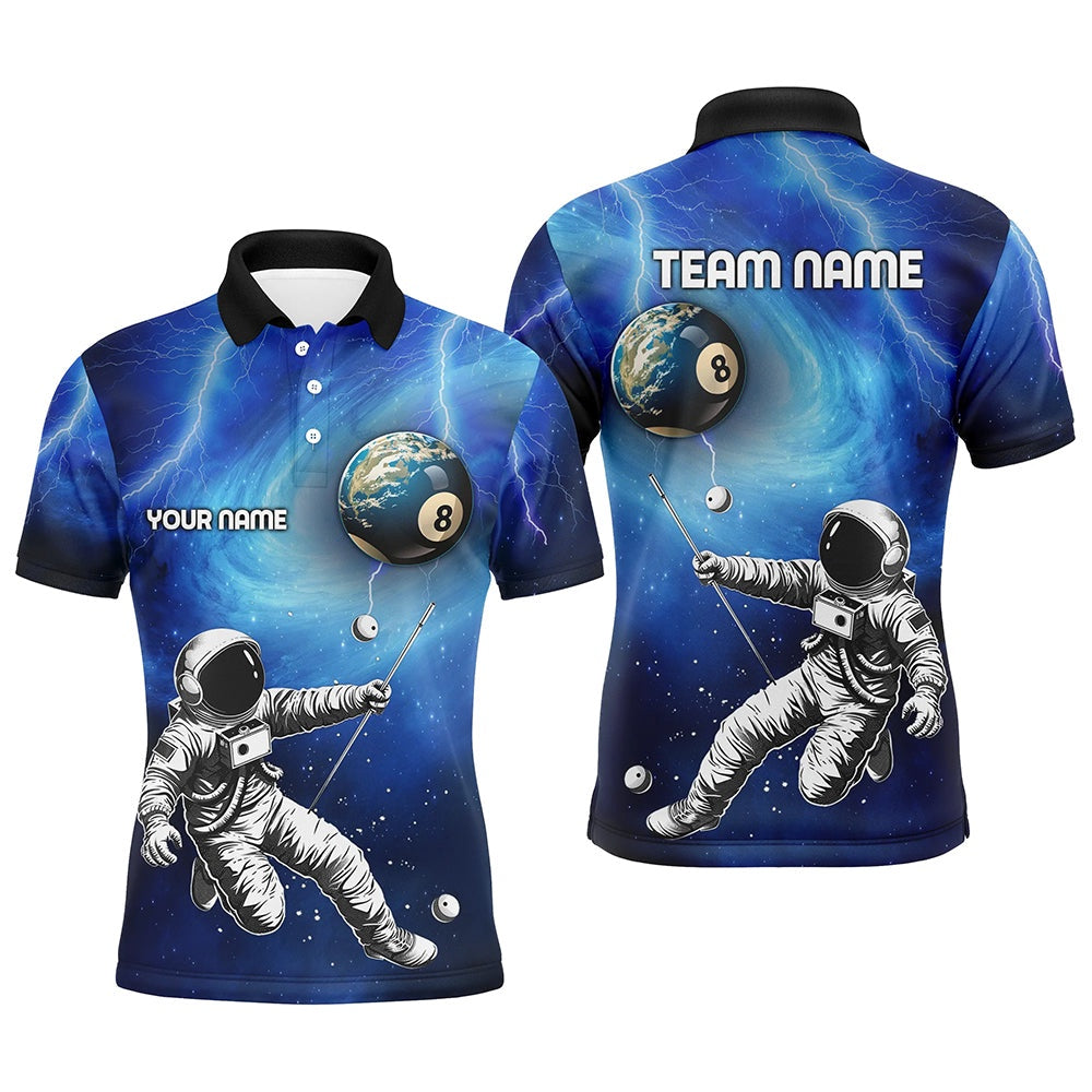 Billiard Polo Shirts, Personalized Galaxy Astronaut 8 Ball Pool Billiard Shirts, Funny 3D Printed Billiard Shirts, Billiards Team Shirts