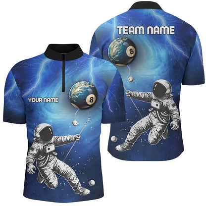 Billiard Polo Shirts, Personalized Galaxy Astronaut 8 Ball Pool Billiard Shirts, Funny 3D Printed Billiard Shirts, Billiards Team Shirts