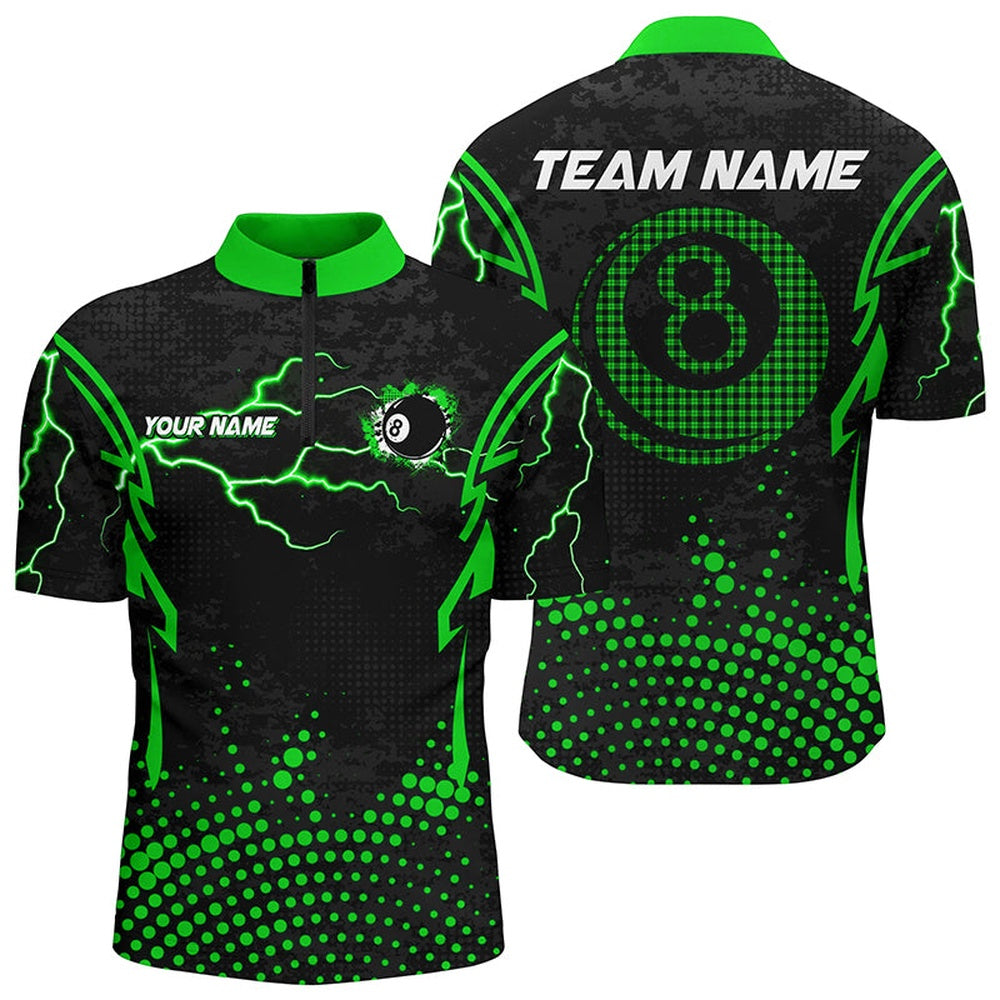 Billiard Polo Shirts, Personalized Green 8 Ball Point 3D Billiard Polo Shirts Best Custom Billiards Apparel Clothing, Billiards Team Shirts