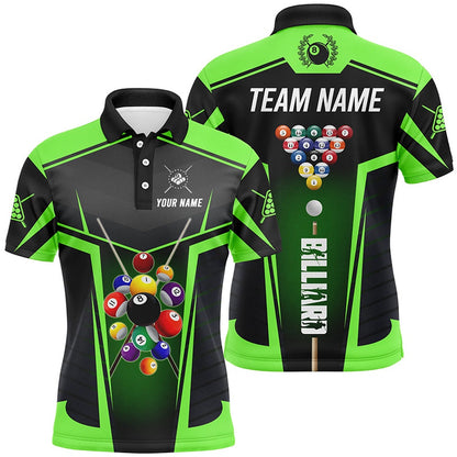 Billiard Polo Shirts, Personalized Green Jerseys Billiard Balls Polo Shirts Custom 3D Pool League Shirts, Billiards Team Shirts