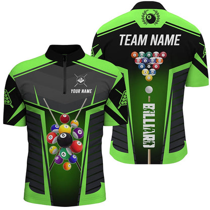 Billiard Polo Shirts, Personalized Green Jerseys Billiard Balls Polo Shirts Custom 3D Pool League Shirts, Billiards Team Shirts