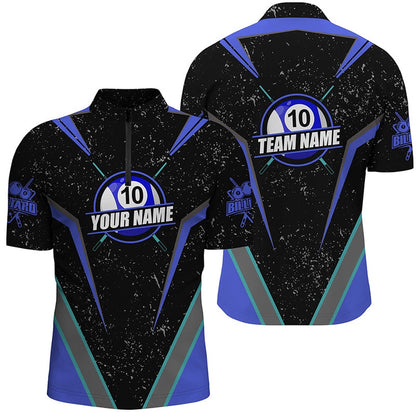 Billiard Polo Shirts, Personalized Grunge 10 Ball Billiard Polo Shirts, 10 Ball Pool Billiard Jerseys For Team, Billiards Team Shirts