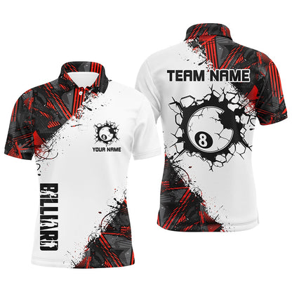 Billiard Polo Shirts, Personalized Grunge Funny 8 Ball Pool Crack Polo & Polo Shirts, Billiard Jerseys Apparel, Billiards Team Shirts
