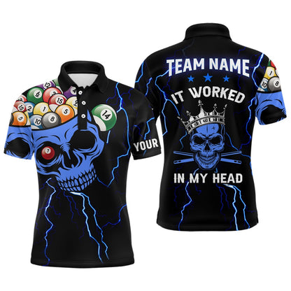 Billiard Polo Shirts, Personalized It Worked In My Head 3D Skull Full Printing Billiards Polo Shirts Black, Billiards Team Shirts