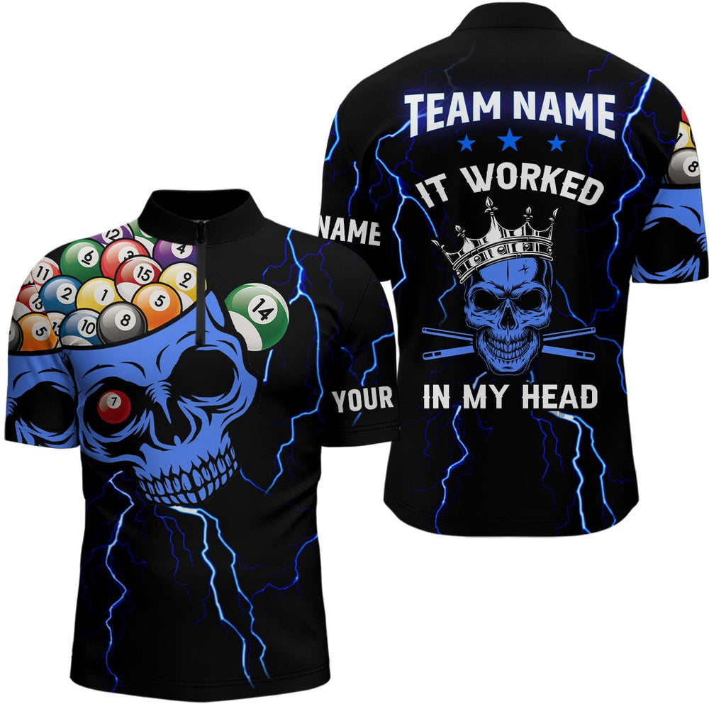 Billiard Polo Shirts, Personalized It Worked In My Head 3D Skull Full Printing Billiards Polo Shirts Black, Billiards Team Shirts