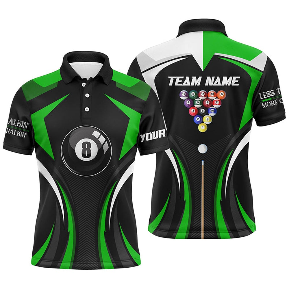 Billiard Polo Shirts, Personalized Less Talkin And More Chalkin Billiard Balls Polo Shirts, 8 Ball Pool Jerseys, Billiards Team Shirts