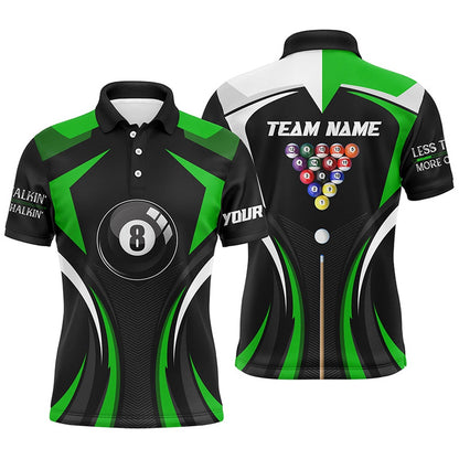 Billiard Polo Shirts, Personalized Less Talkin And More Chalkin Billiard Balls Polo Shirts, 8 Ball Pool Jerseys, Billiards Team Shirts
