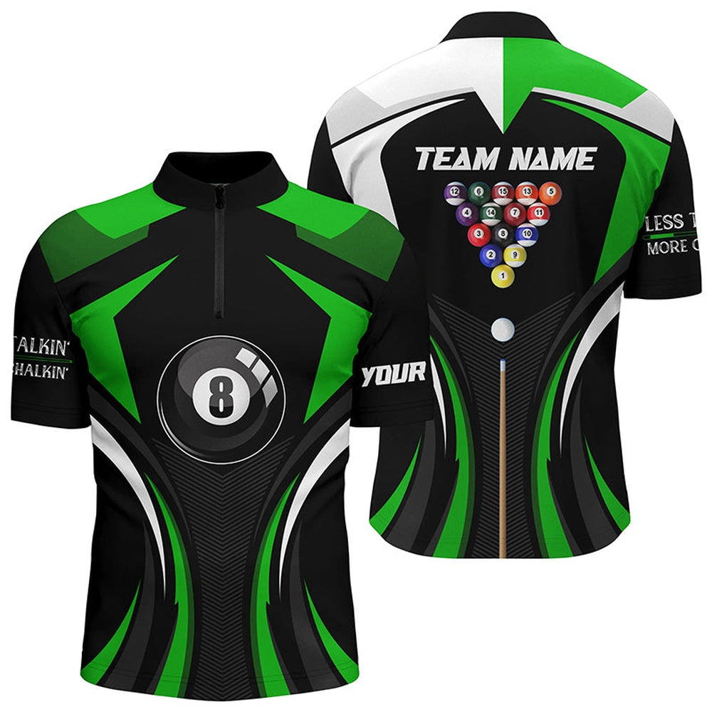 Billiard Polo Shirts, Personalized Less Talkin And More Chalkin Billiard Balls Polo Shirts, 8 Ball Pool Jerseys, Billiards Team Shirts