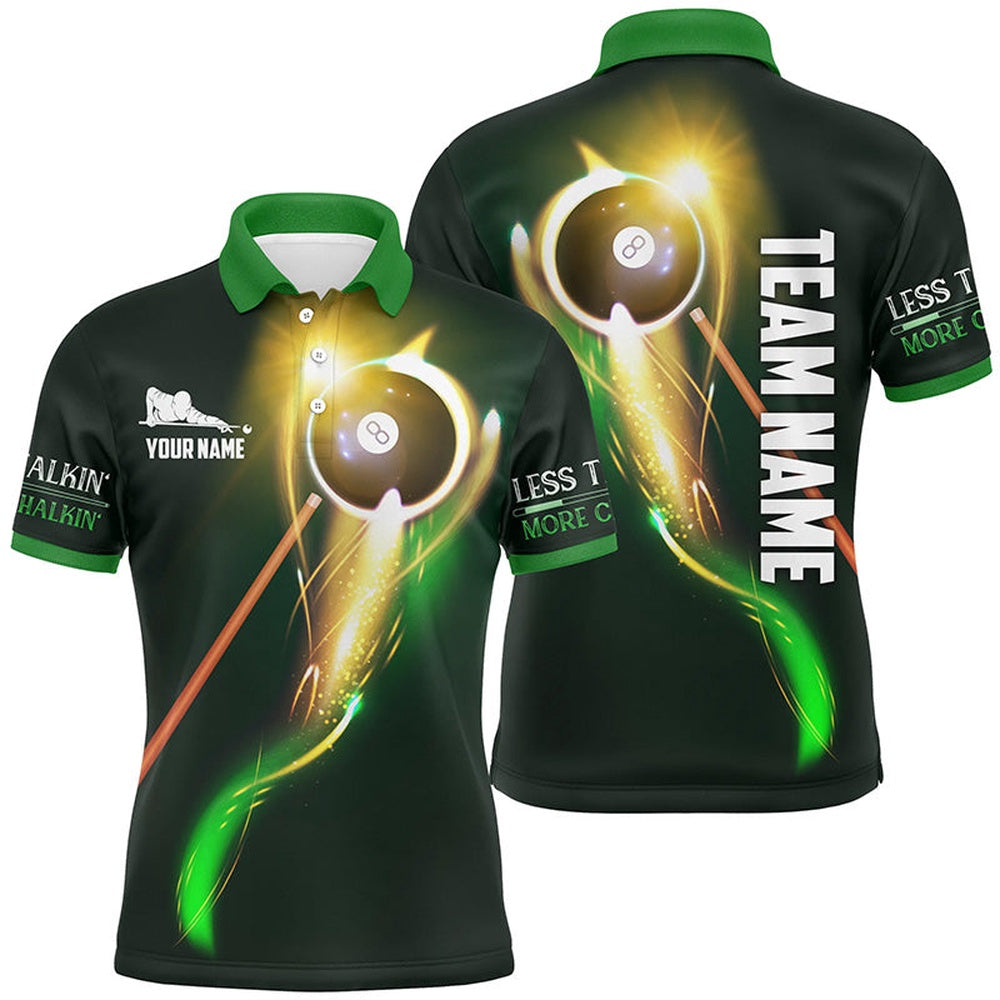 Billiard Polo Shirts, Personalized Less Talkin' More Chalkin' Billiard 3D Polo Shirts, 8 Ball Billiards Jerseys, Billiards Team Shirts