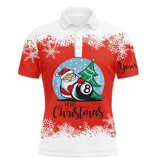 Billiard Polo Shirts, Personalized Merry Christmas 8 Ball Billiard Polo Shirts, Custom Christmas Billiard Shirts, Billiards Team Shirts