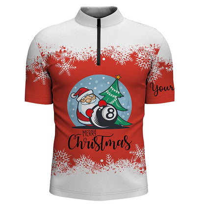 Billiard Polo Shirts, Personalized Merry Christmas 8 Ball Billiard Polo Shirts, Custom Christmas Billiard Shirts, Billiards Team Shirts