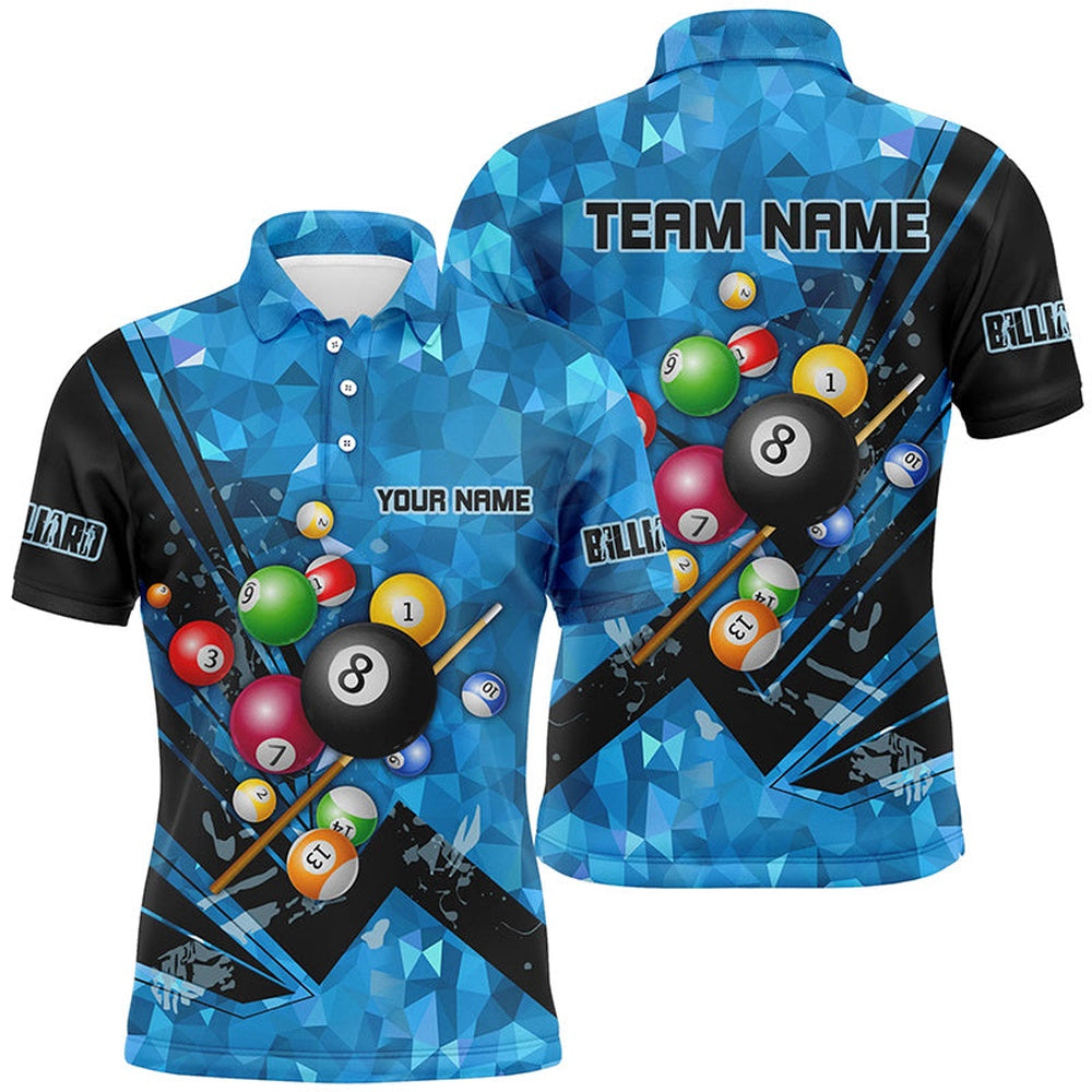 Billiard Polo Shirts, Personalized Multicolor Billiard Balls 3D Printed Billiard Shirts Custom Team League Billiard Jerseys, Billiards Team Shirts