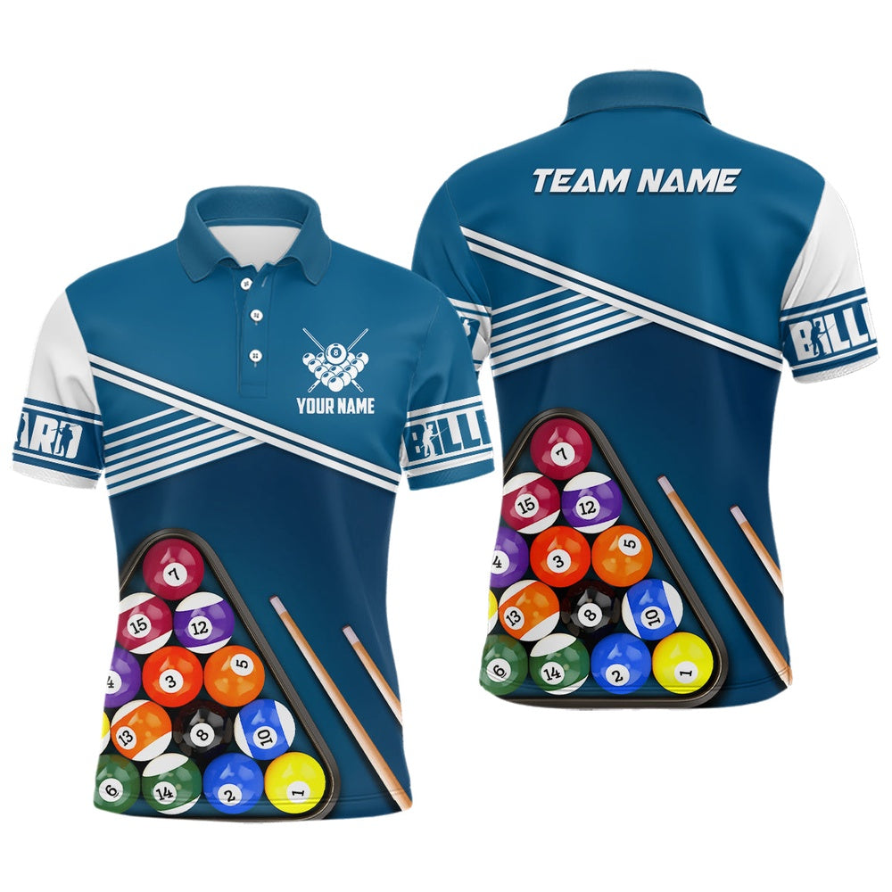 Billiard Polo Shirts, Personalized Name Billiard 3D Polo Shirts, Custom 8 Ball Billiard Balls Jerseys, Billiards Team Shirts