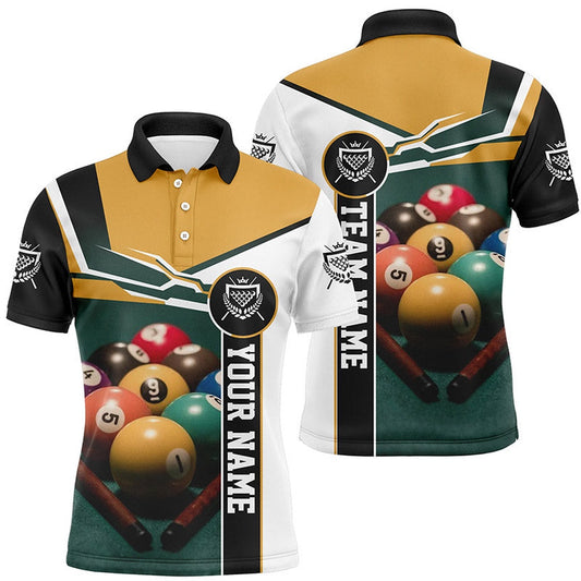 Billiard Polo Shirts, Personalized Name Billiards Ball Games 3D All Over Print Billiard Polo Shirts, Billiards Team Shirts