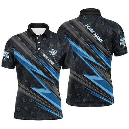 Billiard Polo Shirts, Personalized Name Blue Billiard Jerseys Best Custom Pool Team Polo Shirts, Billiards Team Shirts