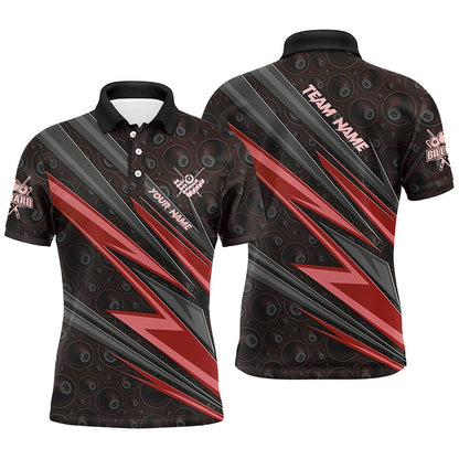 Billiard Polo Shirts, Personalized Name Red Billiard Jerseys Best Custom Pool Team Polo Shirts, Billiards Team Shirts