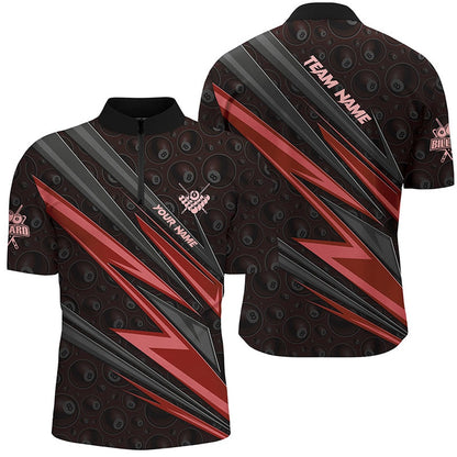 Billiard Polo Shirts, Personalized Name Red Billiard Jerseys Best Custom Pool Team Polo Shirts, Billiards Team Shirts