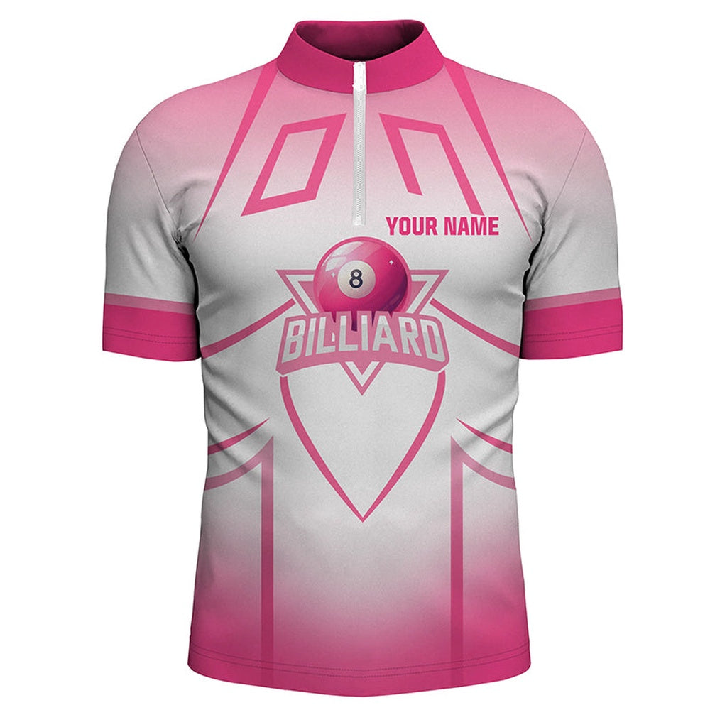 Billiard Polo Shirts, Personalized Pink 8 Ball Billiard Heart 3D Polo Shirts, Billiards Valentine Gifts, Billiards Team Shirts